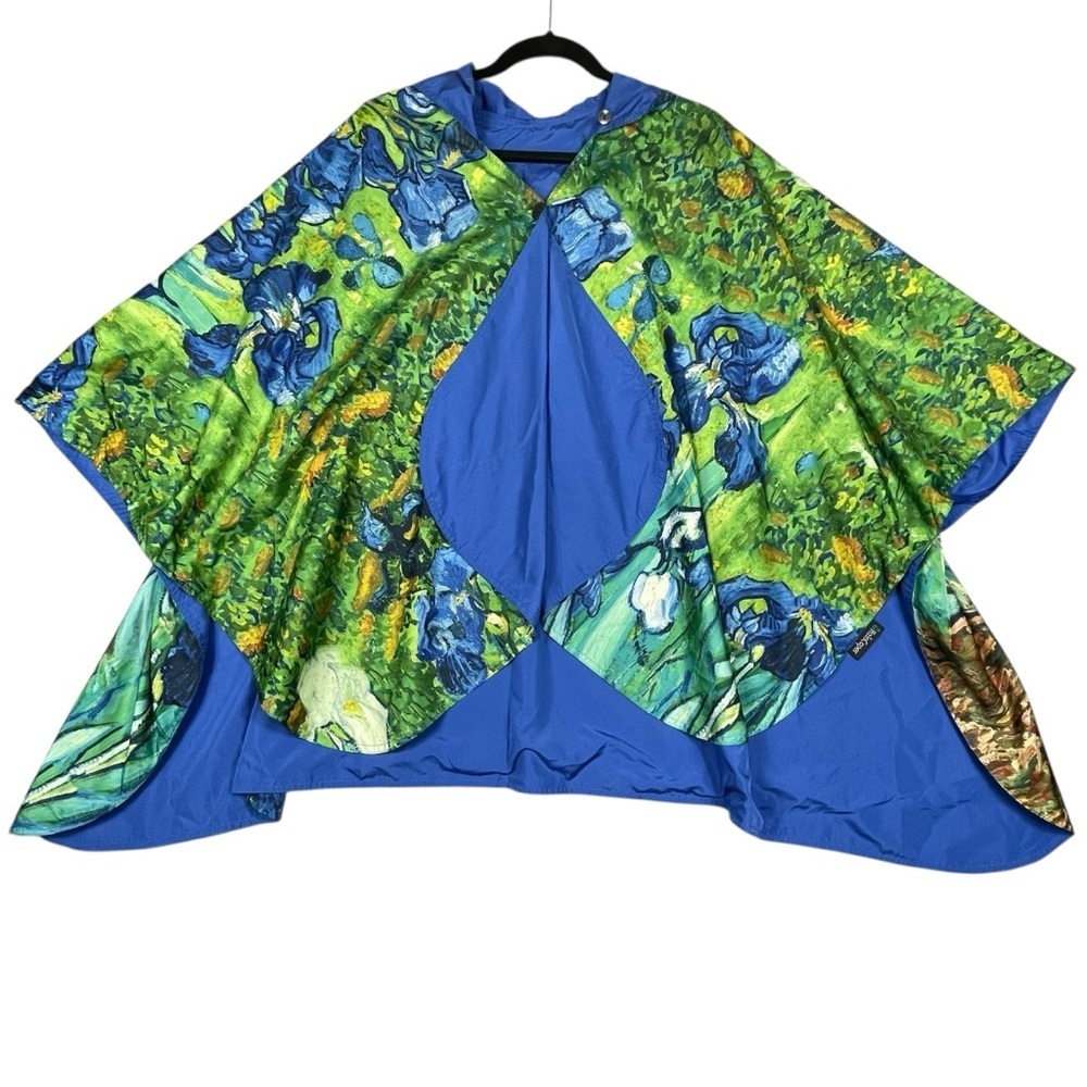 RainCaper Fine Art Collection van Gogh Irises Reversible Hooded Rain Travel Cape